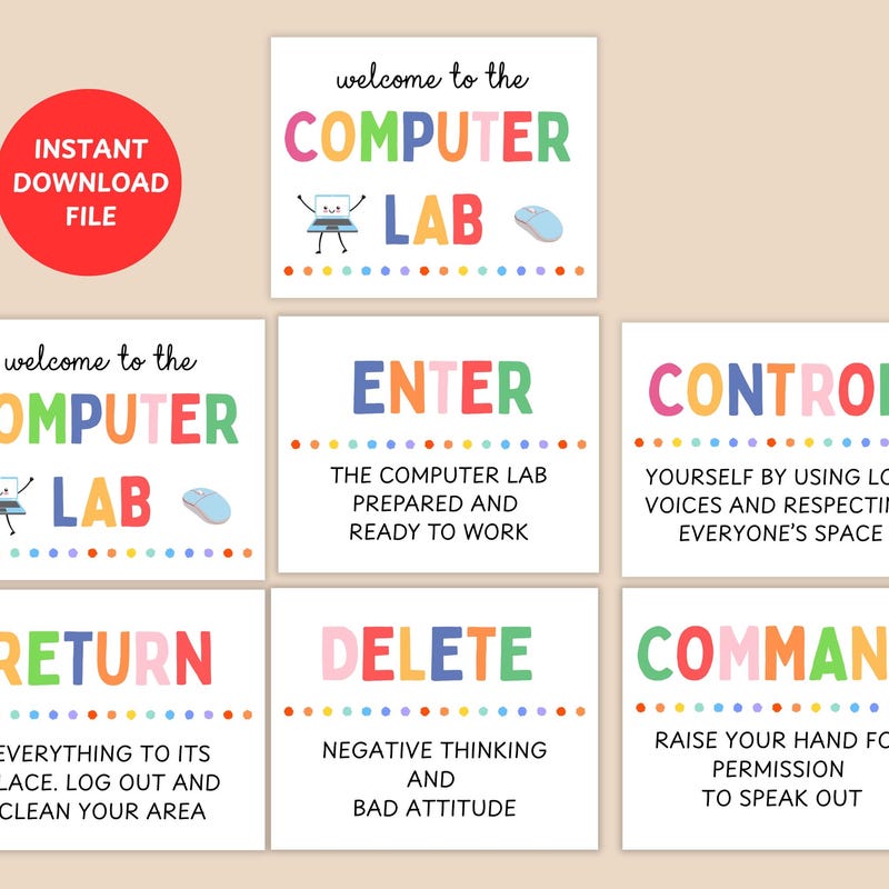 Computer Lab Rules Poster - Etsy