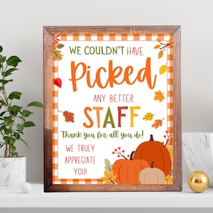 Fall Pumpkin Appreciation Sign:Nurse Staff Teacher Thank You - Instant Download