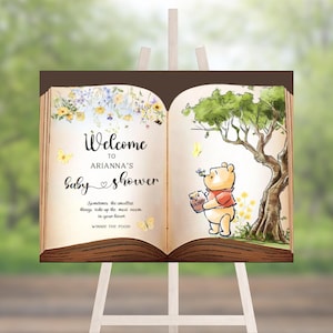 DIGITAL Classic Winnie The Pooh Book Welcome Sign Personalized, Vintage Winnie the Pooh-Printable-Instant Download Now!