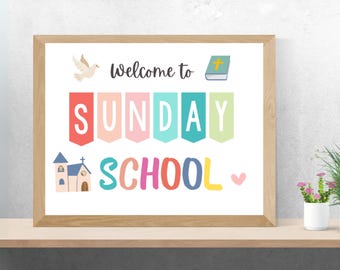 Welcome to Sunday School Sign- Bible Class Poster Printable