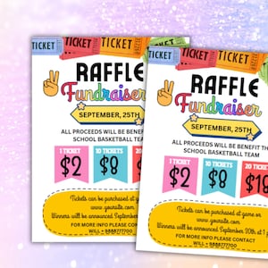 Flyer voor loterij-inzamelingsactie - DIY-ticketsjabloon voor loterij, bewerkbare afdrukbare, nu direct te downloaden!