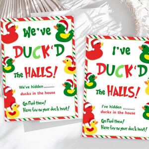 Printable Christmas Elf Sign Duck the Halls- Instant Digital Download