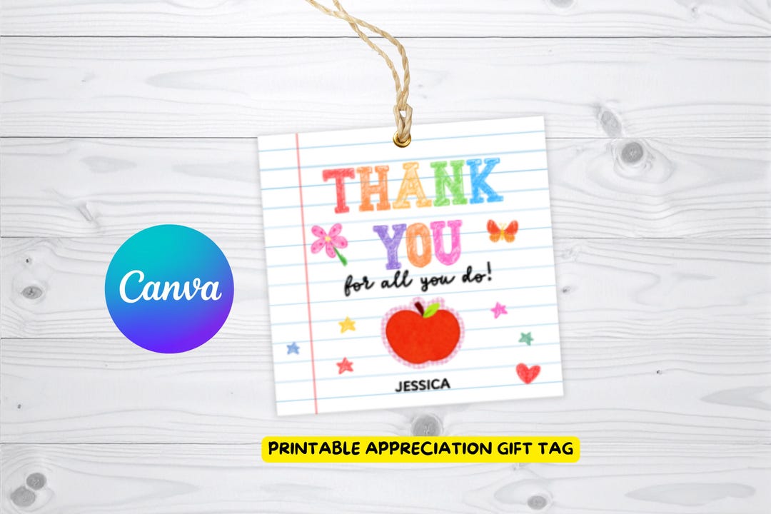 Printable Teacher Appreciation Gift Tags Thank You Cookie Tag Editable ...
