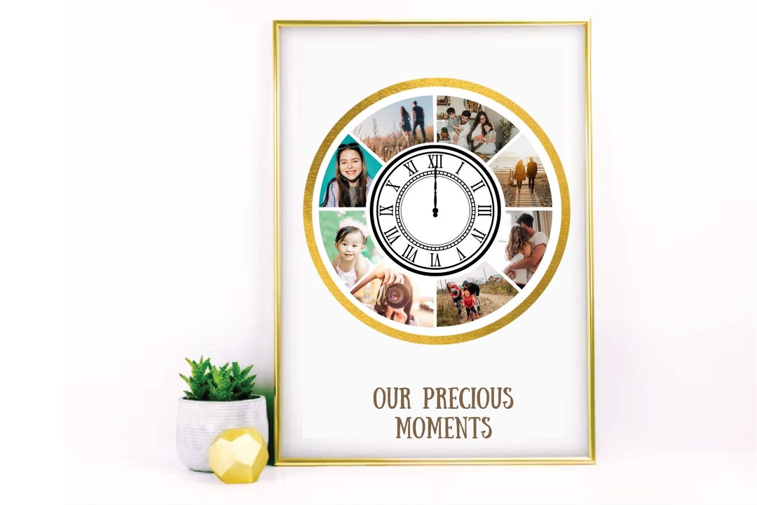Picture Collage Clock Template, Photo Collage Clock, Gridart Canva