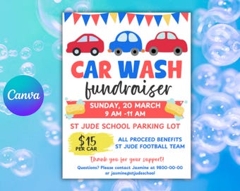 Editable Car Wash Fundraiser Flyer Template (Digital Printable)