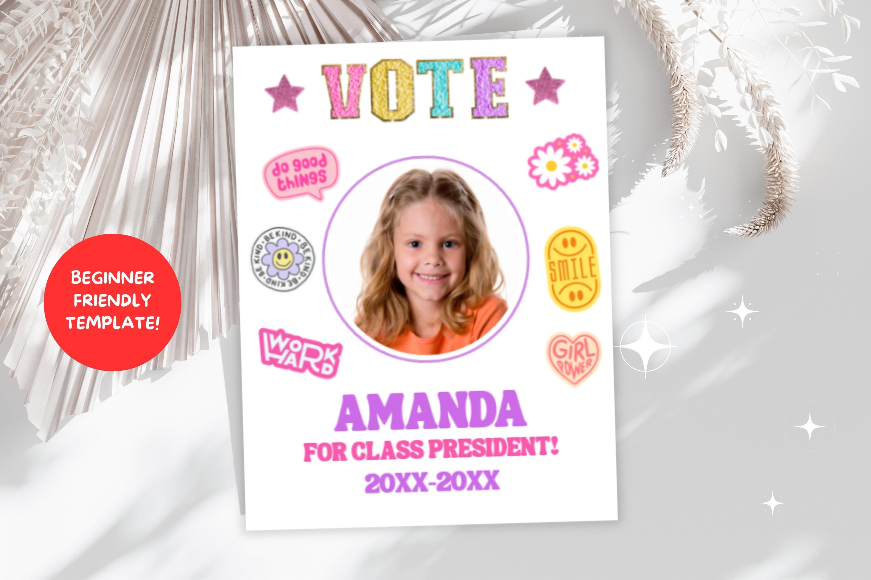 Class President Girl Poster Template,student Election Vote School ...