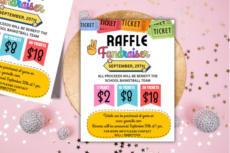 September Raffle Raffle Fundraiser Flyer - DIY Raffle Ticket Template, Editable ...