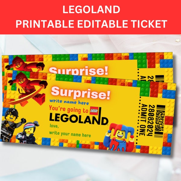 Legoland Ticket,Digital , editable, ticket, voucher,holiday, vacation
