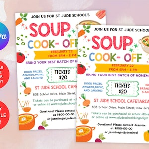 Soup Cook Off Flyer, Soup Potluck Cookoff Annual Soup Cook Off Competition Flyer Editable Printable-Instant Download Now!