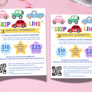 Skip the Line Fundraiser Flyer,Pta Fundraiser Ideas Flyer,Editable Printable-Instant Download Now!