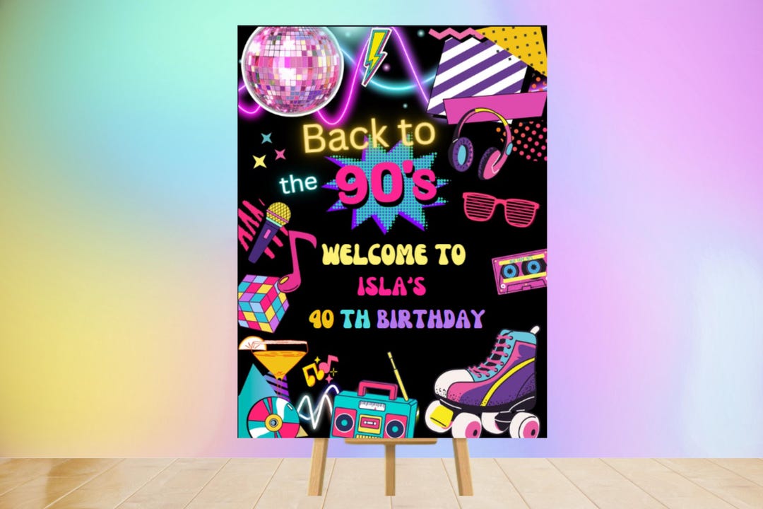 Editable 90s Birthday Party Welcome Sign Template for ANY AGE - Digital ...