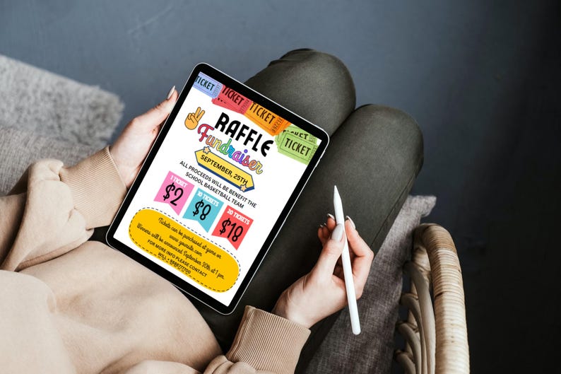 Raffle Fundraiser Flyer - DIY Raffle Ticket Template, Editable ...