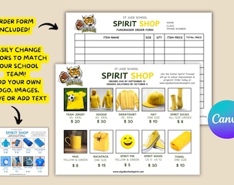 School Spirit Wear Flyer Vorlage: Bearbeitbar PTA / PTO Fundraiser Canva Printable, digitaler Download