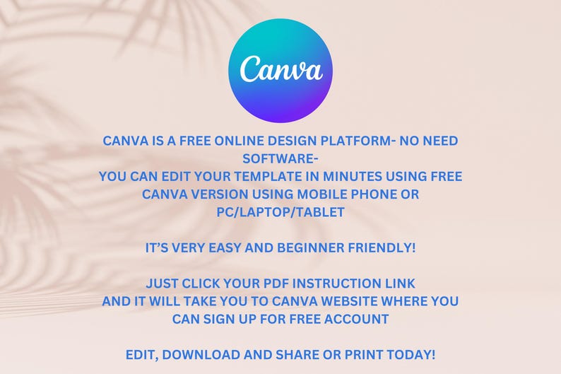 Peut inclure: Image promotionnelle pour Canva, une plateforme de conception en ligne gratuite. L'image pr&eacute;sente le logo Canva dans un cercle bleu et violet, avec du texte d&eacute;crivant les fonctionnalit&eacute;s de la plateforme, y compris la compatibilit&eacute; mobile et PC.