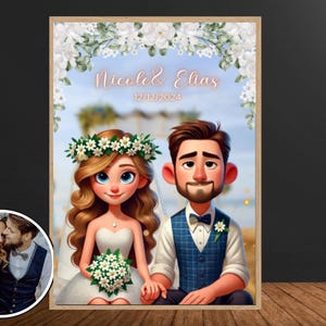 Custom Wedding Portrait Custom Couple Portrait From Photo Cartoon Style Couple Anniversary Gift Valentine Digital File
