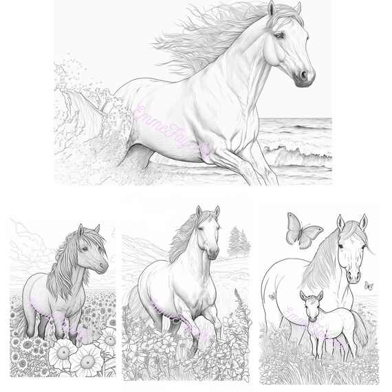 PRINTABLE set of 10 Horse Breed coloring pages 2 Digital -  Portugal