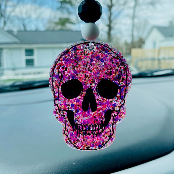 Glitter Skull car charm