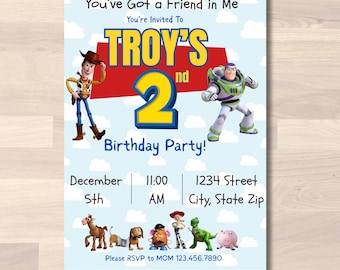 Sjabloon verjaardagsuitnodiging Toy Story: bewerkbare uitnodiging voor kinderfeestje (digitale download canvasjabloon van 5 x 7 inch)