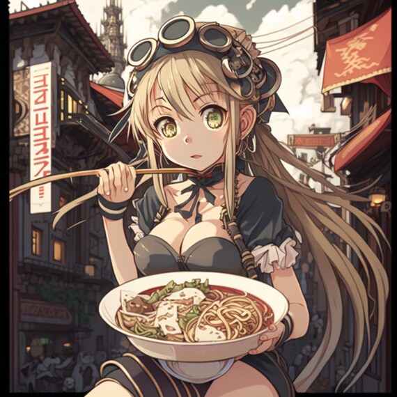 Ramen Girl in the Steampunk City - Etsy Ramen Girl in the Steampunk City - Etsy