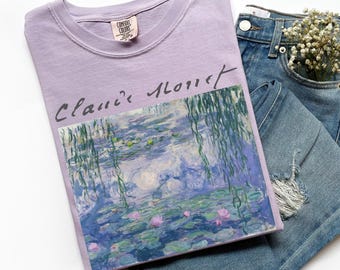 100% Cotton Monet Shirt, Comfort Colors Water Lilies Painting T-Shirt for Women, Impressionism Art Lover Tee, Art Teacher Gift for Her