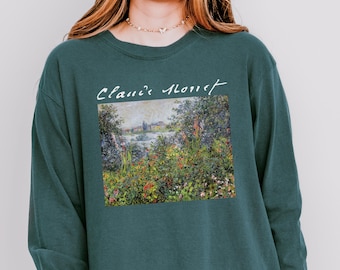 Monet Long Sleeve Shirt , 100% Cotton Comfort Colors CottArt Tee, Monet Garden Painting Tee, Cottagecore Art Aesthetic Gift for Art Lovers