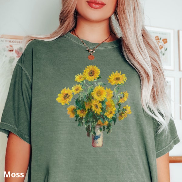 Comfort Colors Monet Sunflowers Shirt, Claude Monet T-Shirt, Monet Sunflowers T Shirt, Sunflowers Tee, Artist T-Shirt, Famous Artist Graphic