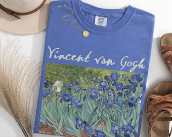 100% Cotton Van Gogh Shirt, Comfort Colors Art T-Shirt, Van Gogh Irises TShirt for Women, Floral Art Lover Tee, Art Teacher Gift for Her