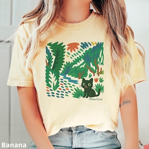 Matisse Cat Shirt, Comfort Colors® Cat Lover T-Shirt, Black Cat Art Tee, Cute Cat Mom Shirt, Artistic Cat Lover Gift for Her