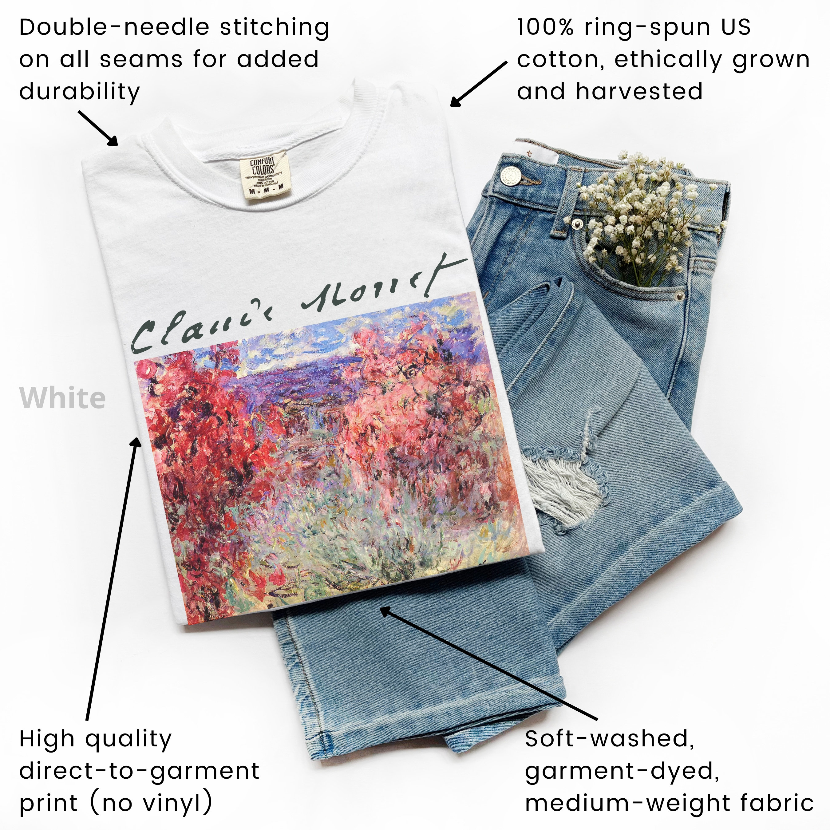 Monet Graffiti Abstract Art Organic Cotton Shirt Blouse