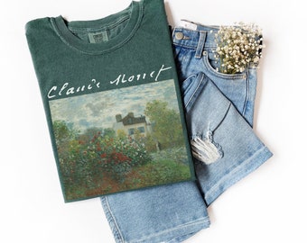 100% Cotton Monet Shirt, Comfort Colors Artist's Garden in Argenteuil T-Shirt for Women, Art Lover Tee, Art Teacher Gift