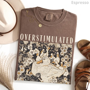 Overstimulated Mama Duck Shirt, 100% Cotton Comfort Colors® Farm Animal Graphic Tee, Homeschool Mom Life Tee, Cottagecore Mother's Day Gift Espresso