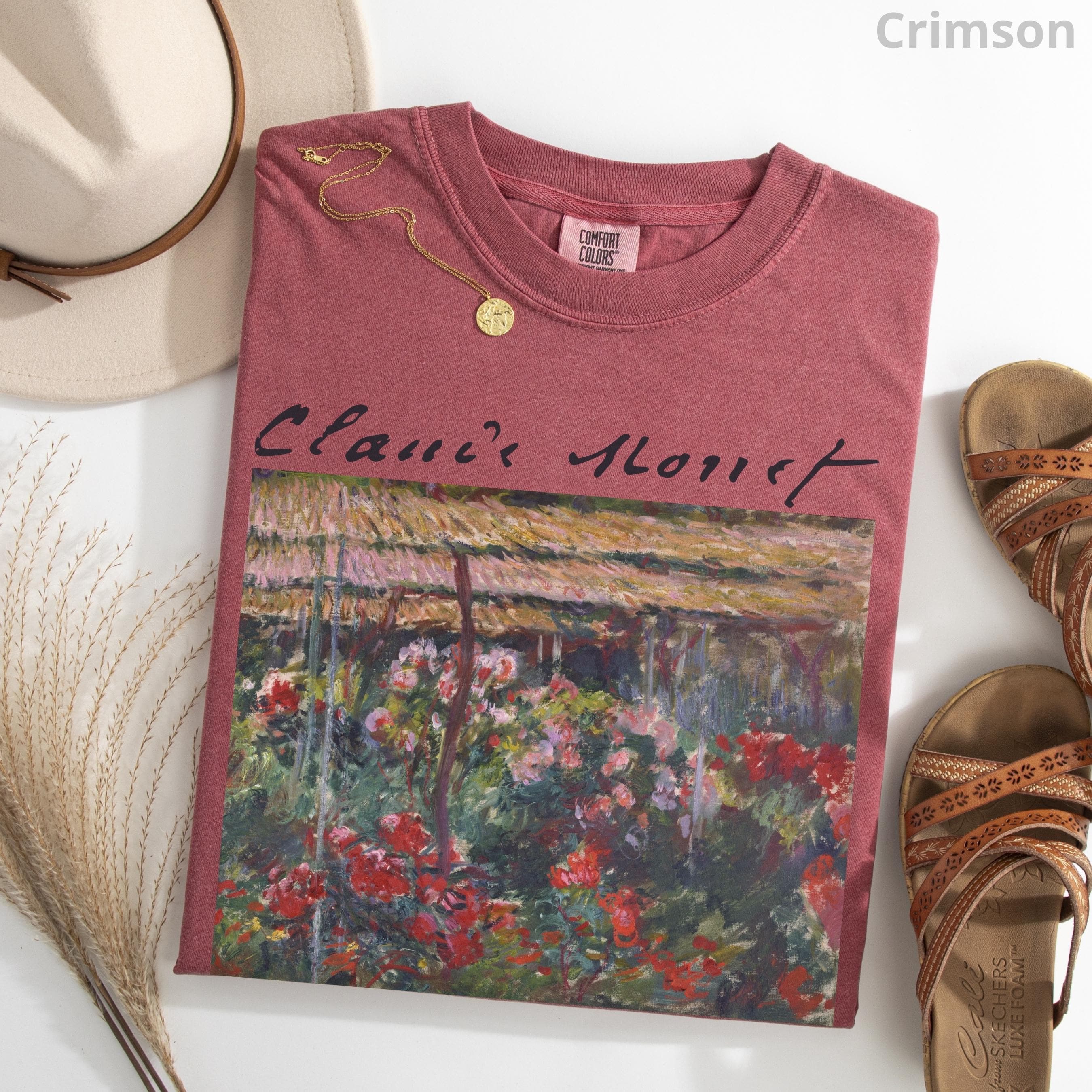 100% Cotton Monet Shirt, Comfort Colors® Peony Garden Claude Monet T-Shirt for Women, Floral Fine Art Lover Tee, Art Teacher Gift for Her