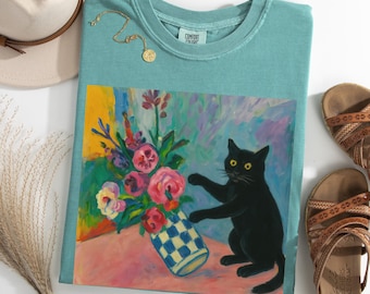 Comfort Colors® Cat Shirt, Funny Cat Shirt, Matisse Shirt, Cat Meme Shirt, Black Cat T Shirt, Art Shirt, Artist Tee, Kitty Lover Gift Tee