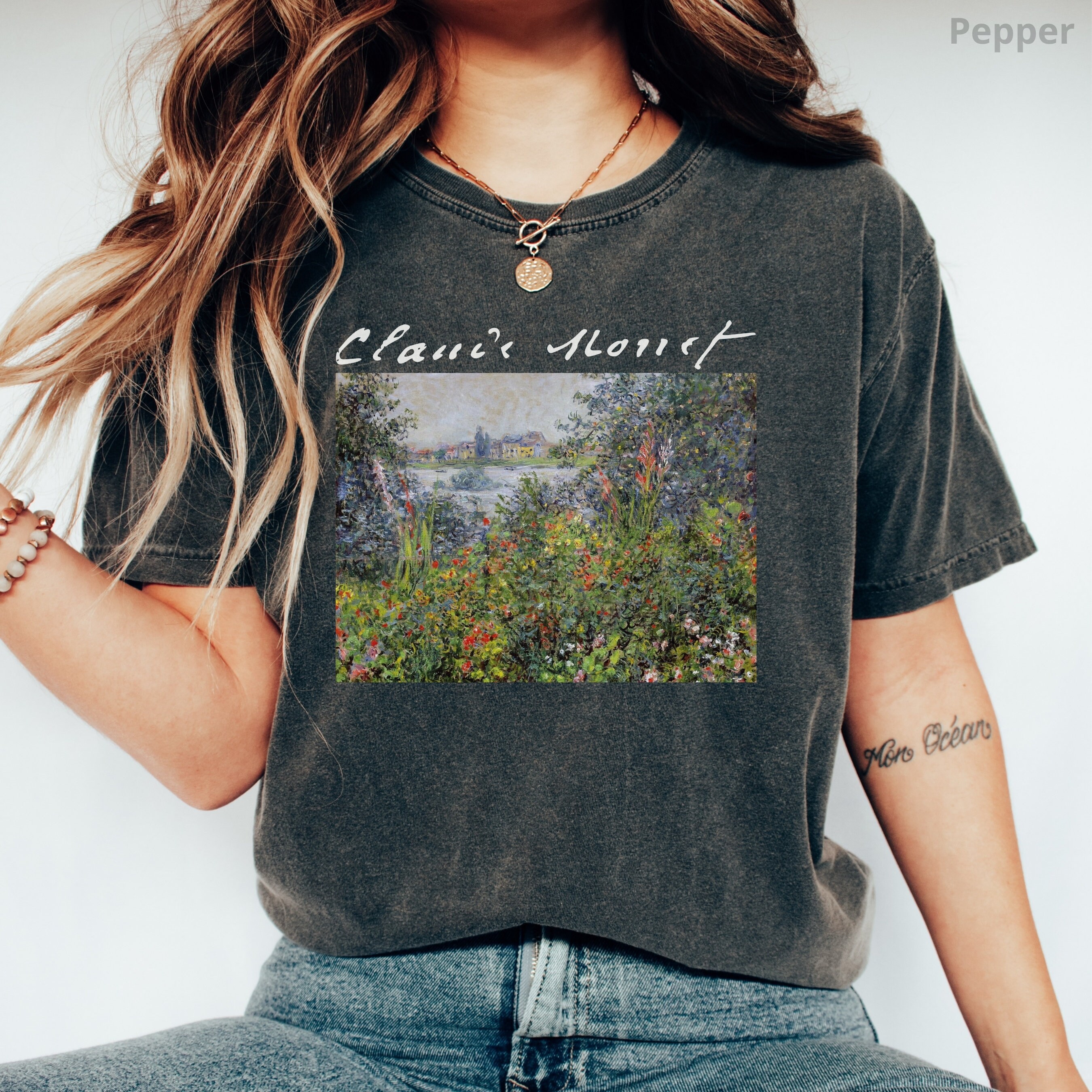 100% Cotton Monet Shirt, Comfort Colors Monet's Flowers at