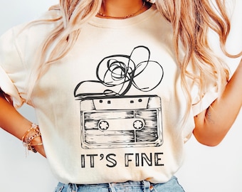 Retro Cassette Tape T‑Shirt, 100% Cotton Comfort Colors® It’s Fine Graphic Tee, 90s Music Shirt, Funny Tape Humor Tee, 80s Music Lover Gift