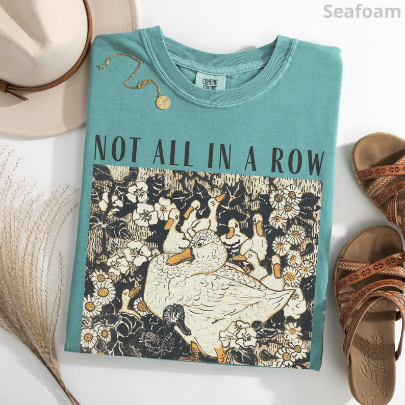 Comfort Colors® Ducks Not in A Row Shirt, Funny Vintage Retro Animal Shirt, Homesteading Mama Duck Graphic Tee, Cottagecore Gift for Mom Seafoam