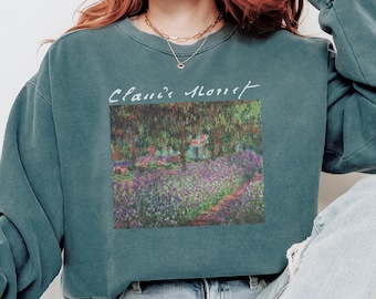 Monet The Artist's Garden in Giverny Sweatshirt for Women, Comfort Colors® Crewneck, Trendy Art Lover Shirt, Unique Gift for Art Teacher