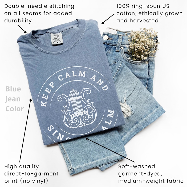Reformed Comfort Colors Shirt, Reformed Theology Gift, Christian Worship Leader Tee, Keep Calm Sing Psalm, Presbyterian Apparel, Psalmody Blue Jean