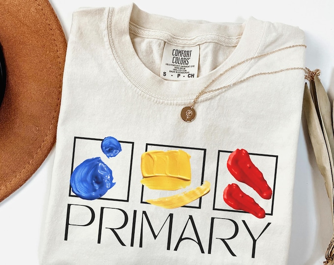 Primary Colors Art Shirt, 100% Cotton Comfort Colors, Gift for Art Teacher, Color Theory Tee, Painter Gift, Artist Apparel, Art Lover Shirt