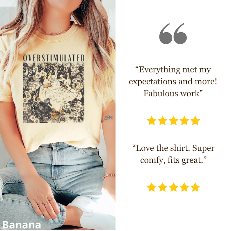 Overstimulated Mama Duck Shirt, 100% Cotton Comfort Colors® Farm Animal Graphic Tee, Homeschool Mom Life Tee, Cottagecore Mother's Day Gift Banana