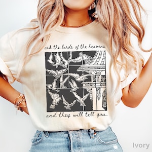 Comfort Colors® Christian Shirt, Job 12:7 Bible Verse T-Shirt, Religious Women Gift, Faith Tee, Christian Gift, Birding Shirt for Bird Lover