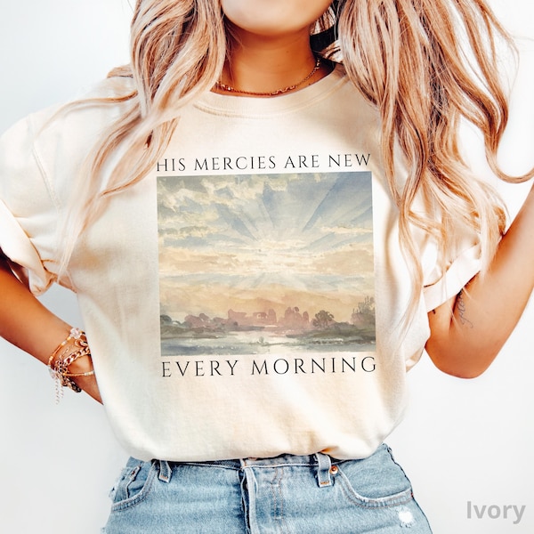 Camiseta cristiana Comfort Colors®, "Sus misericordias son nuevas cada mañana", camiseta con versículo bíblico de fe, regalo de Jesús para mujer, camiseta religiosa
