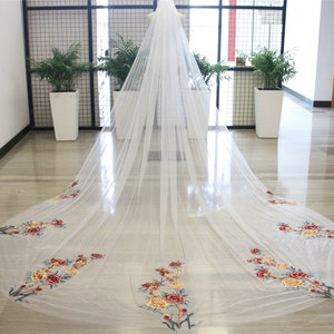 Vintage Lace Wedding Veil Special Floral Lace Wedding Veil Romantic Bridal Veil Tulle Veil with Comb Festive Lace Veil Custom Color Veil