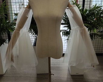 Elegant bell sleeves soft tulle wedding sleeves loose sleeves custom color sleeves special design sleeves custom size sleeves