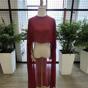 Red cape/chiffon cape/ long bridal cover up/ romantic chiffon wrap beautiful cape bridal separates bridal shawl bridal cape white/ivory cape