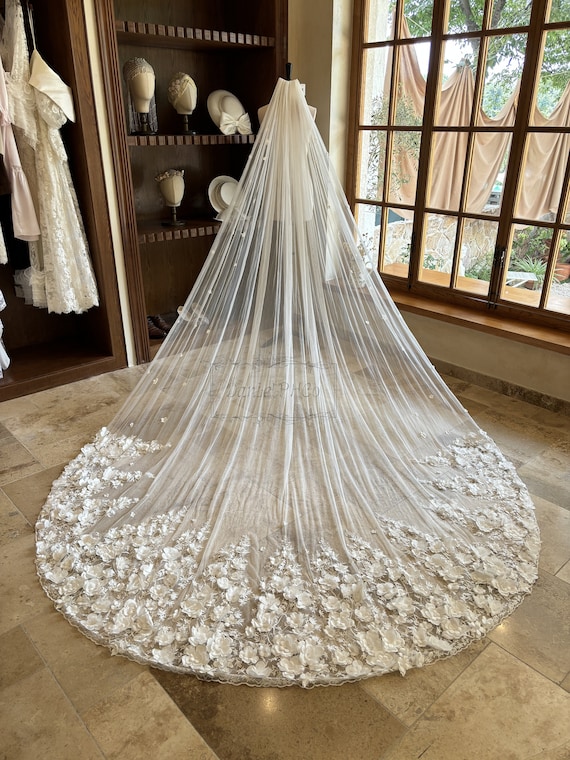 Cathedral Wedding Veil Beautiful 2-Tier Embroidered Elegant