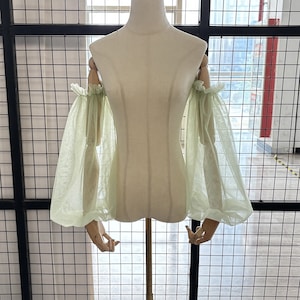 Fairy green sleeves, soft tulle wedding sleeves, loose sleeves with button, custom colour sleeves, off shoulder sleeves, long sleeves