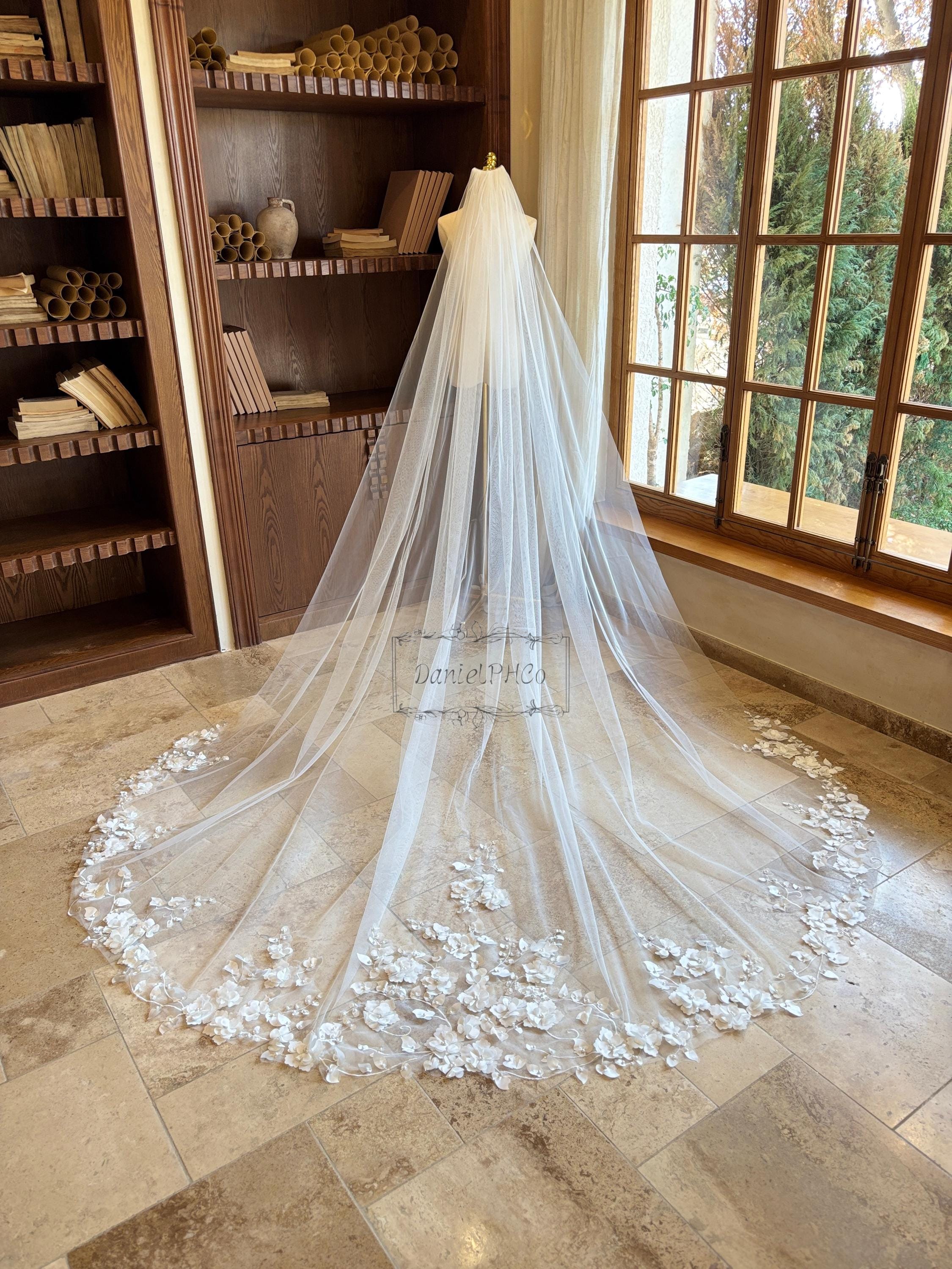Long Ivory  Bridal Veil - Cathedral Length 100\