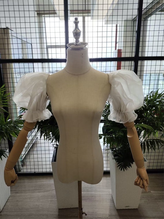 New puff sleeves soft organza wedding sleeves loose sleeves custom color sleeves special design sleeves custom size sleeves short sleeves