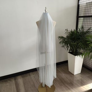 Minimalist tulle veil, custom color/length veil, soft tulle veil, bridal veil, wedding veil, light blue wedding veil, dreamy veil,color 115